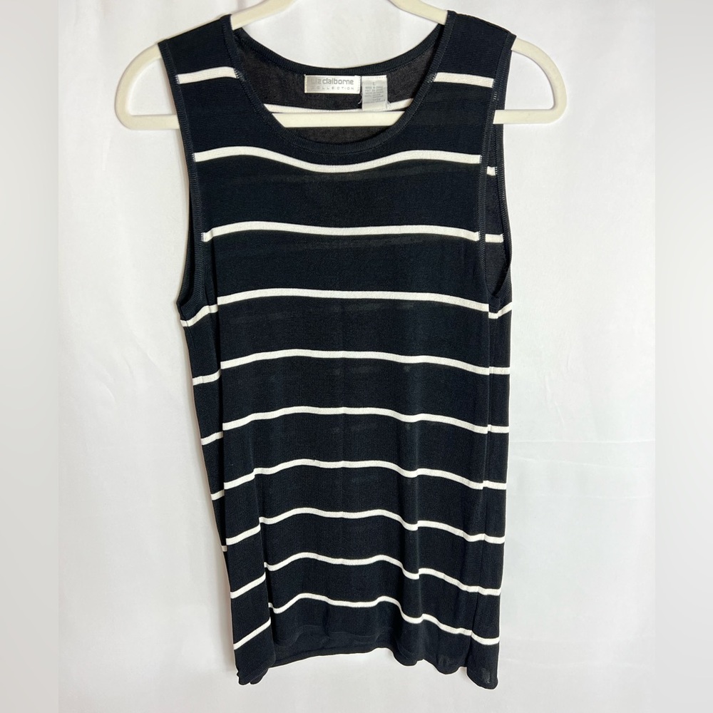 Liz Claiborne Black and White Sleeveless Top Size Large